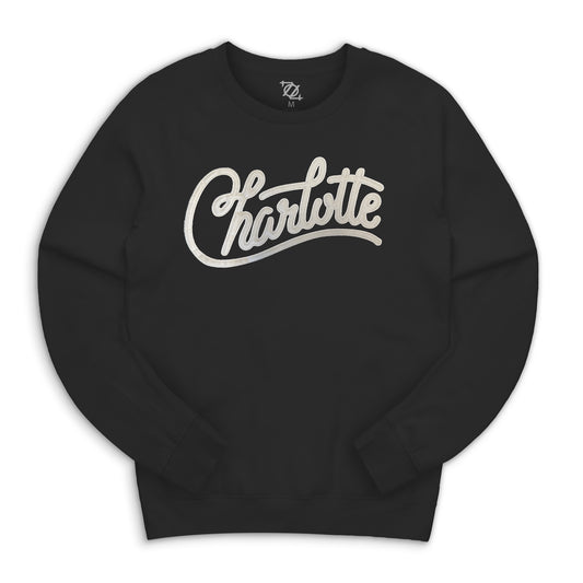 704 Shop Charlotte Script Applique Crew Neck Sweatshirt - Black/Natural (Unisex)