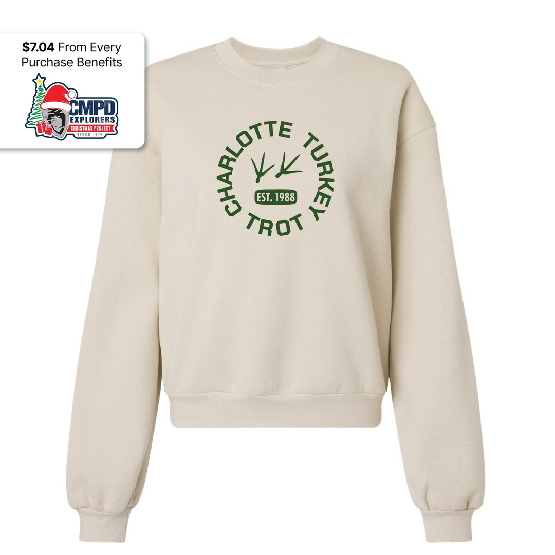 Turkey Trot Tracks Women's Crewneck (Bone)