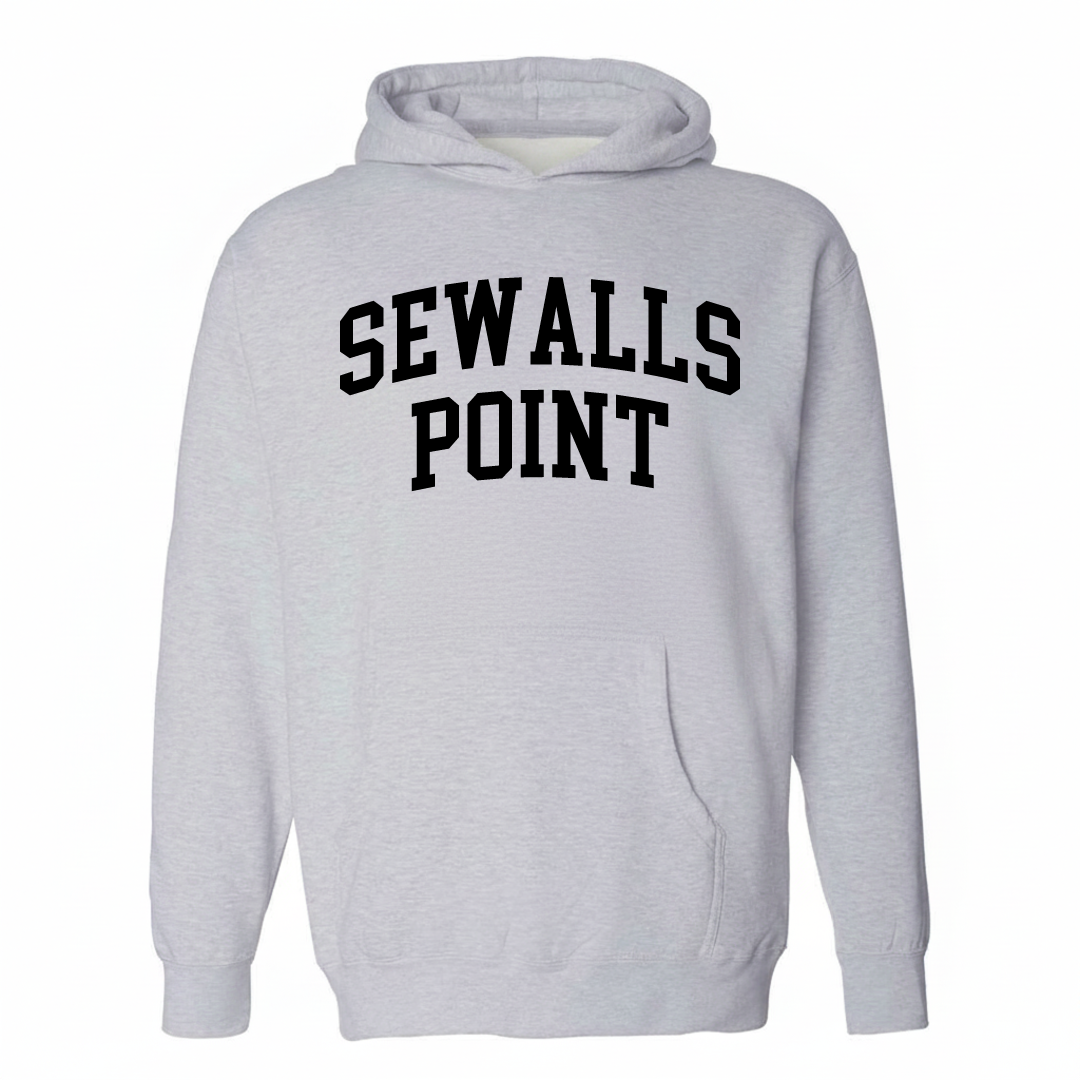 Heather-gray hoodie with the Sewall's Point arched varsity lettering design on the chest.