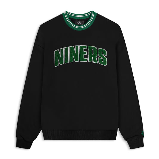 704 Shop x Charlotte 49ers Process™ Chenille Crew Neck Sweatshirt - Black/Green (Unisex)