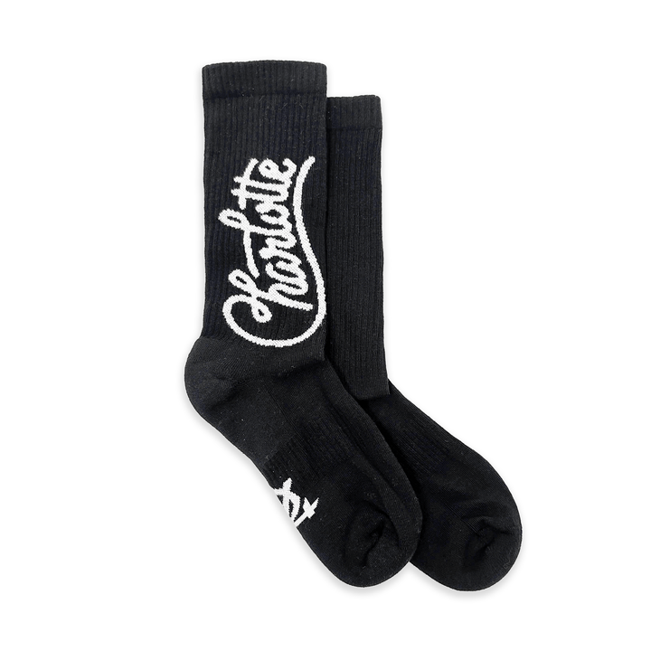 Charlotte Script Socks (Black & White)