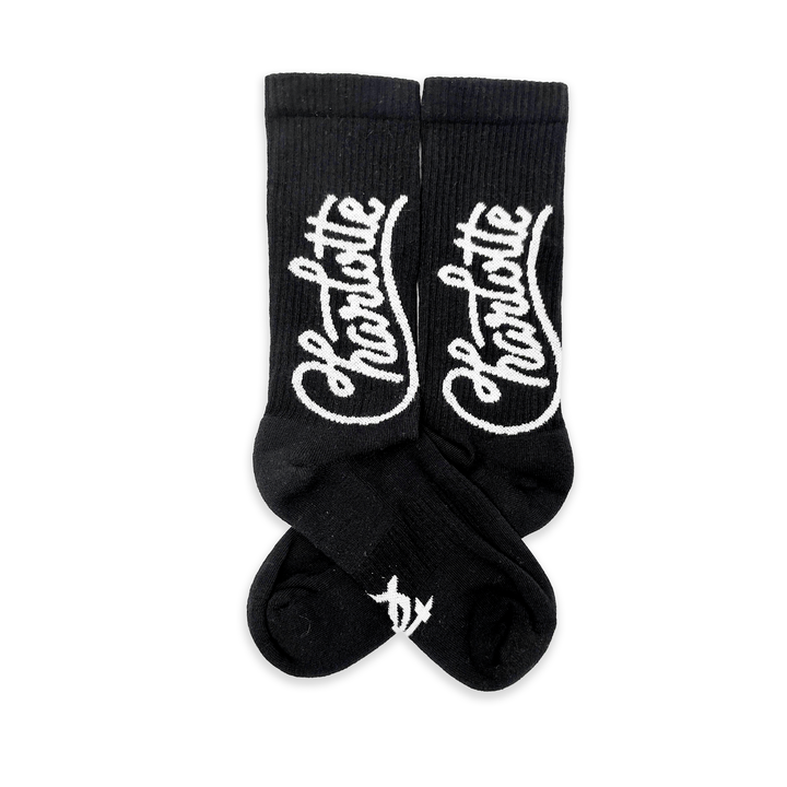 Charlotte Script Socks (Black & White)
