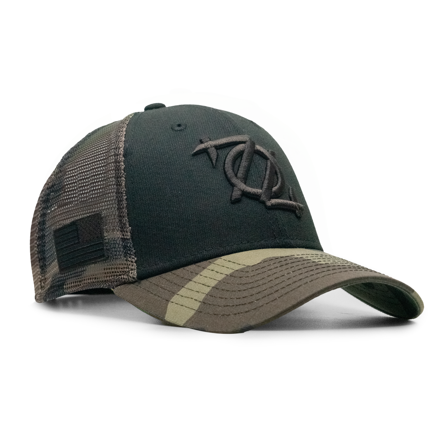 704 Shop x Veterans Bridge Home New Era Classic Logo 940 Trucker Hat - Woodland Camo/Black