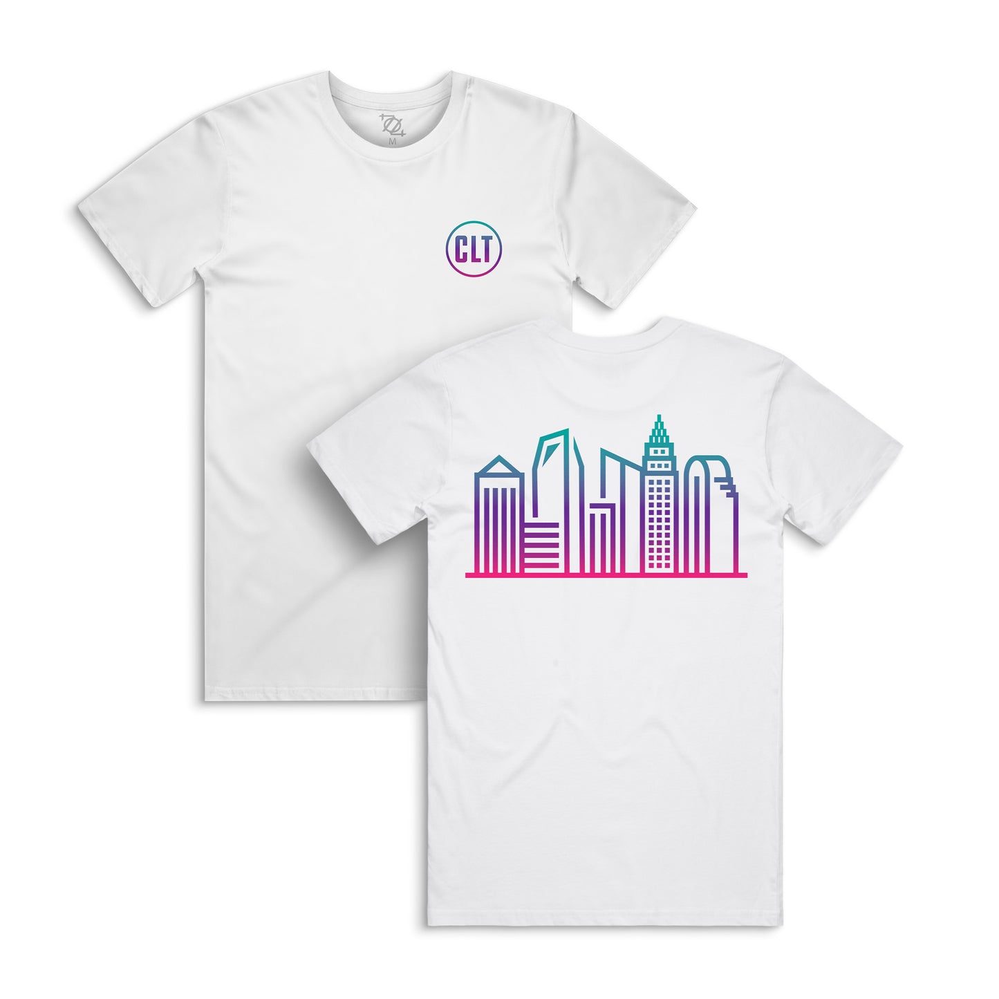 704 Shop CLT Gradient Skyline Tee - White/Multi (Unisex)