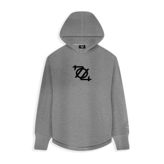 704 Shop Process™ Performance Curved Hem Logo Hoodie - Heather Gray/Black (Unisex)