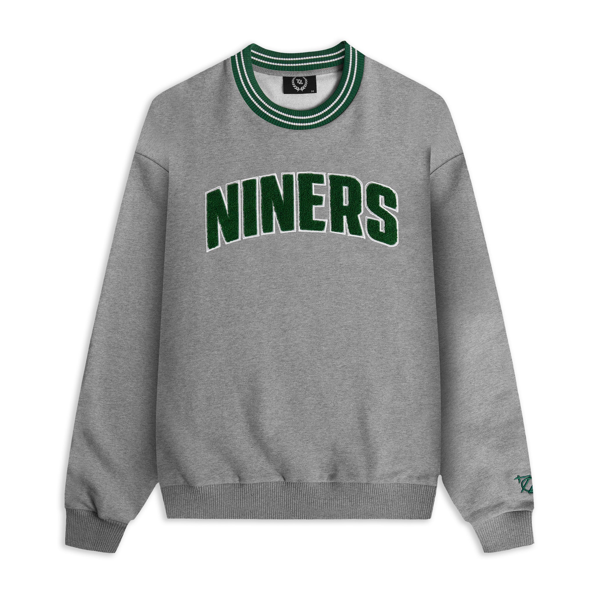 704 Shop x Charlotte 49ers Process Chenille Crew Neck Sweatshirt Heather Gray Green Unisex