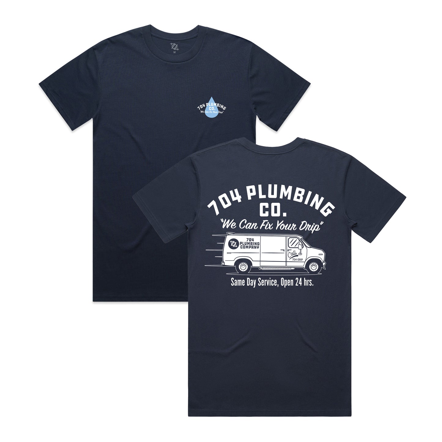 704 Shop 704 Plumbing Co Tee - Midnight Blue (Unisex)