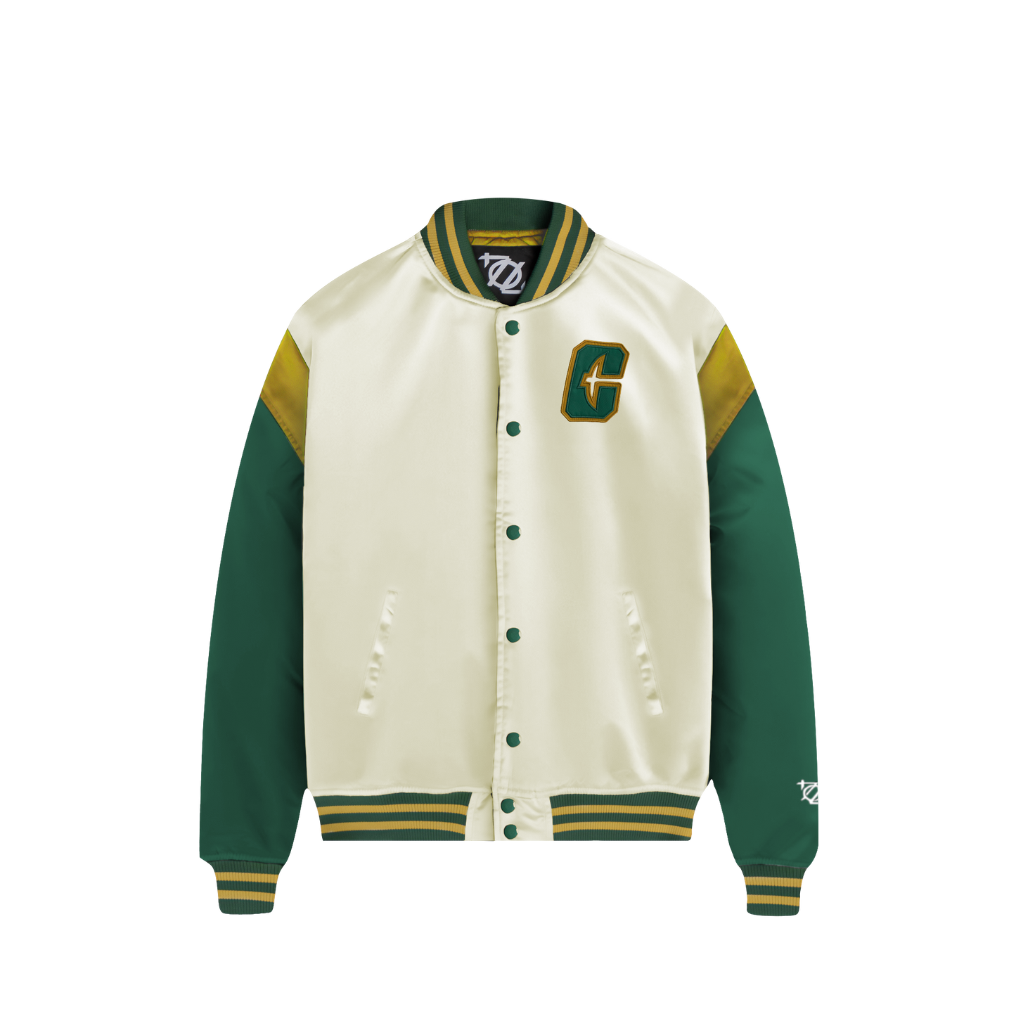 704 Shop x Charlotte 49ers Process™ Collegiate Satin Jacket - Antique White/Green/Gold (Unisex)