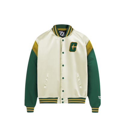 704 Shop x Charlotte 49ers Process™ Collegiate Satin Jacket - Antique White/Green/Gold (Unisex)