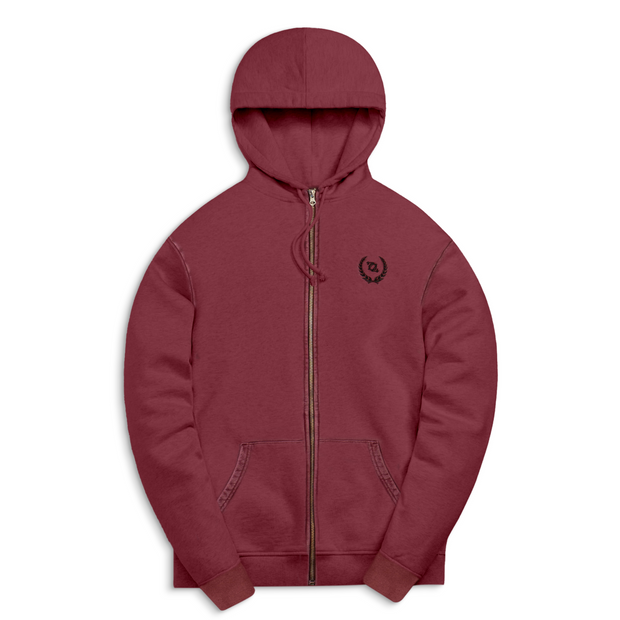 704 Shop Process™ Crystal Washed Classic Zip Hoodie - Red Mahogony (Unisex)